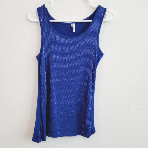 royal blue sequin tank top
